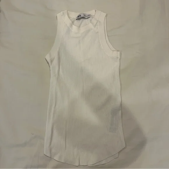 Zara Ribbed Tank Top White Women's Size Small - Picture 5 of 6